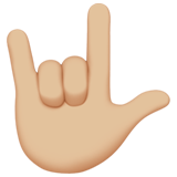 signe je t’aime : peau moyennement claire