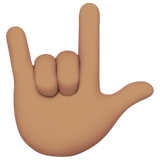 signe je t’aime : peau légèrement mate