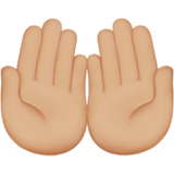 paume contre paume doigts vers le haut : peau moyennement claire