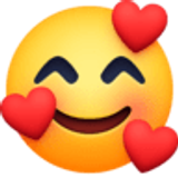 Visage souriant avec cœurs - Facebook