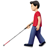 homme avec canne blanche : peau claire