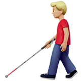 homme avec canne blanche : peau moyennement claire