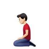 homme à genoux : peau claire