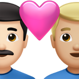 couple avec cœur : homme, homme, peau claire et peau moyennement claire