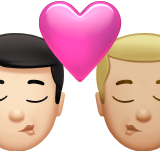 bisou : homme, homme, peau claire et peau moyennement claire