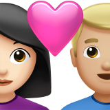 couple avec cœur : femme, homme, peau claire et peau moyennement claire