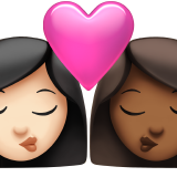 bisou : femme, femme, peau claire et peau mate