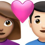 couple avec cœur : femme, homme, peau légèrement mate et peau claire