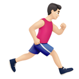 homme qui court : peau claire et vers la droite