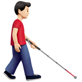 homme avec canne blanche : peau claire et vers la droite