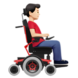 homme en fauteuil motorisé : peau claire et vers la droite