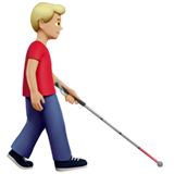 homme avec canne blanche : peau moyennement claire et vers la droite