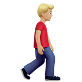 homme qui marche : peau moyennement claire et vers la droite