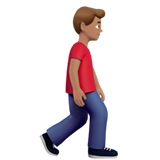 homme qui marche : peau légèrement mate et vers la droite