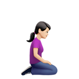 femme à genoux : peau claire et vers la droite