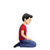 homme à genoux : peau claire et vers la droite