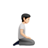 personne à genoux : peau claire et vers la droite