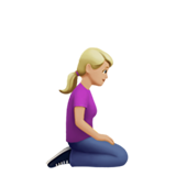 femme à genoux : peau moyennement claire et vers la droite