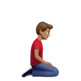 homme à genoux : peau légèrement mate et vers la droite