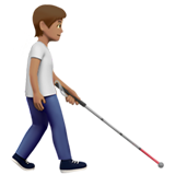 personne avec une canne blanche : peau légèrement mate et vers la droite