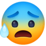 Visage anxieux avec goutte de sueur - Facebook