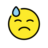Visage démoralisé avec goutte de sueur - OpenMoji