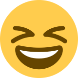 Visage souriant avec yeux plissés - Twitter / X