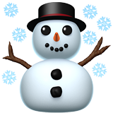 Emoji Bonhomme de neige sous la neige