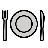 Fourchette et couteau avec assiette - OpenMoji
