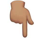 main avec index pointant vers le bas : peau légèrement mate