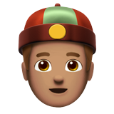 homme avec casquette chinoise : peau légèrement mate