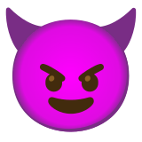 Visage souriant avec des cornes - Noto Color Emoji