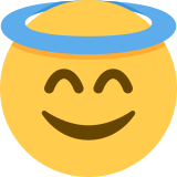 Visage souriant avec auréole - Twitter / X