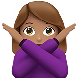 femme faisant un geste d’interdiction : peau légèrement mate