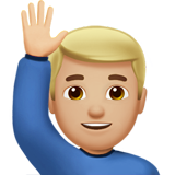 homme qui lève la main : peau moyennement claire