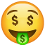 Smiley Yeux Dollar U+1F911 Smiley Yeux Dollar U+1F911